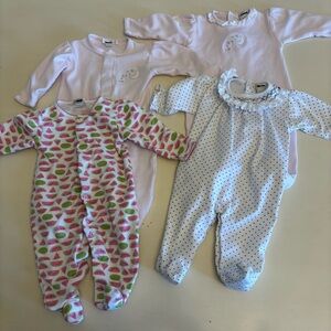 Kissy Kissy Girls Lot of 4 One Piece Footies Size 0-3